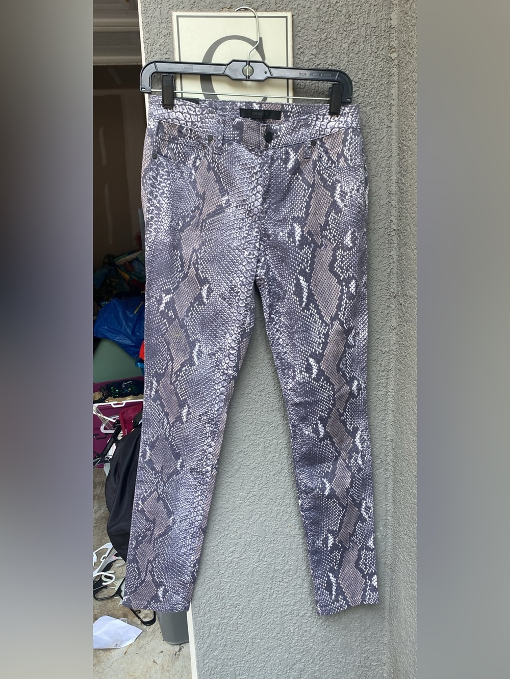 Genetic Denim Snake Print Skinny Jeans - Gray, Black, Cream